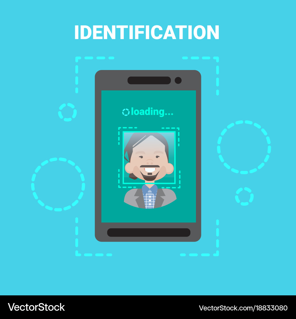 Smart phone loading face identification system Vector Image