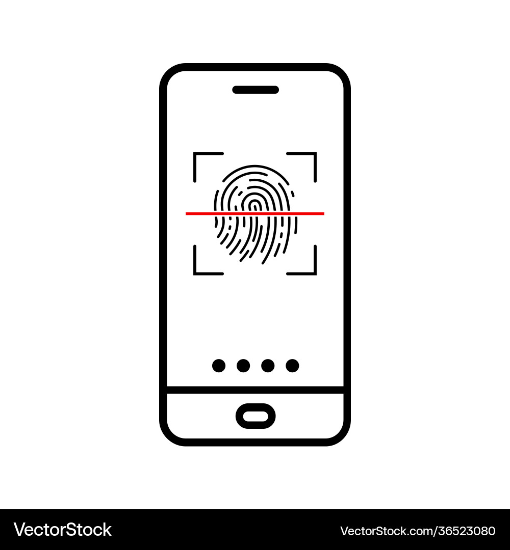 Smartphone unlocking icon fingerprint scan Smartphone unlocking icon fingerprint scan vector image