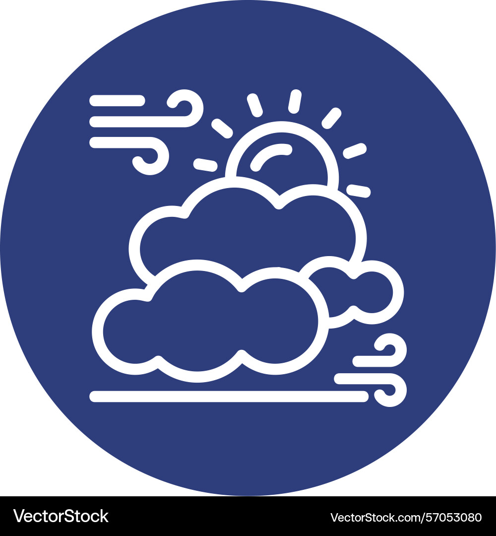 Sun and clouds line circle style icon design Vector Image