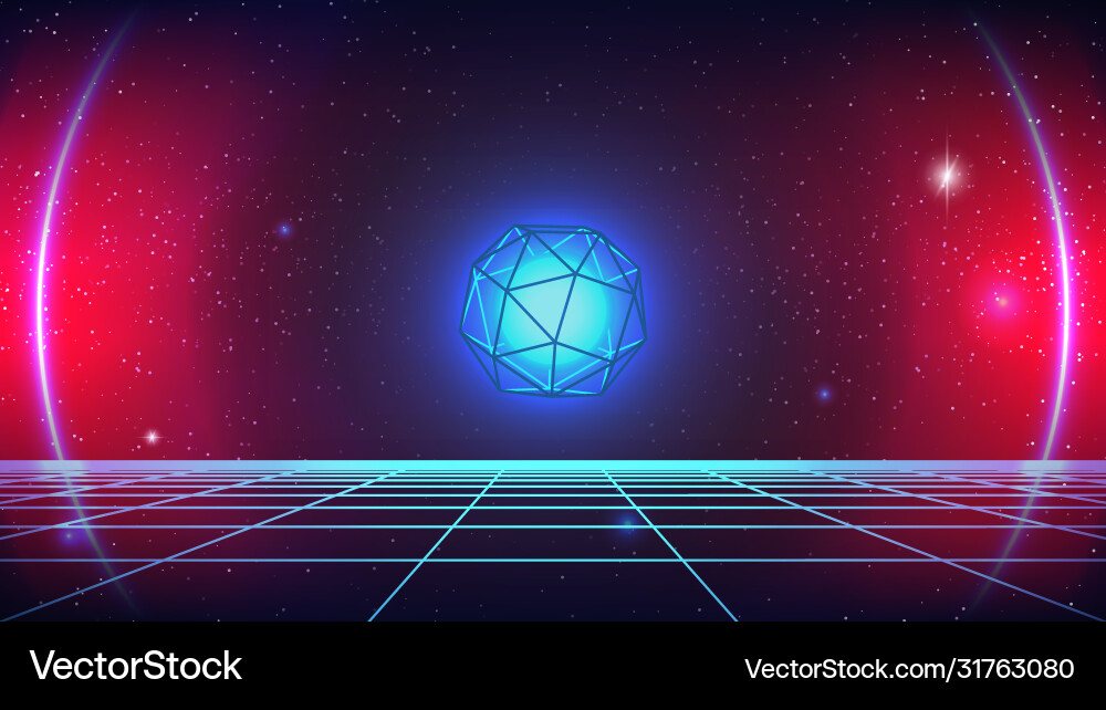 Synthwave retro future grid background Synthwave retro future grid background vector image
