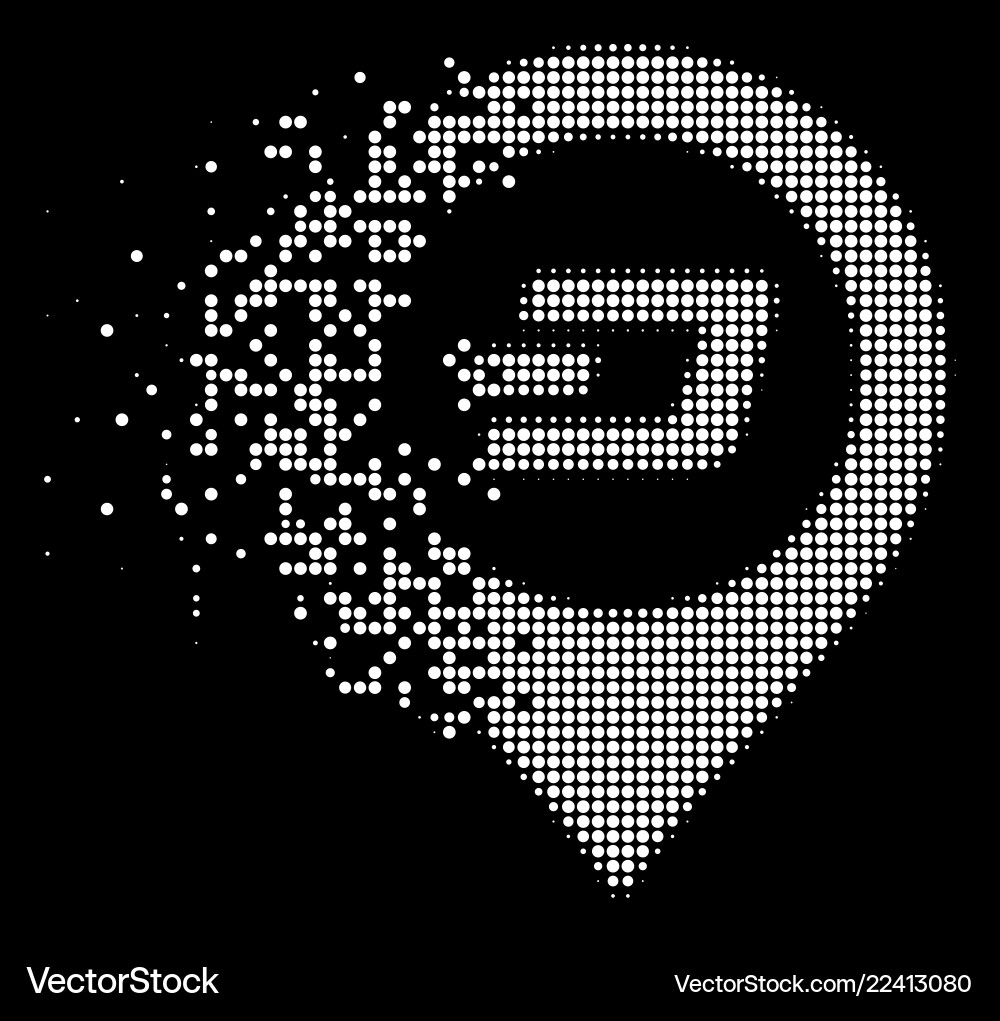 White dust dotted halftone dash map pointer icon Vector Image