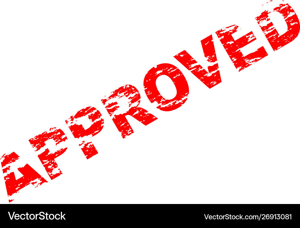 Approved text red print isolated on white Vector Image