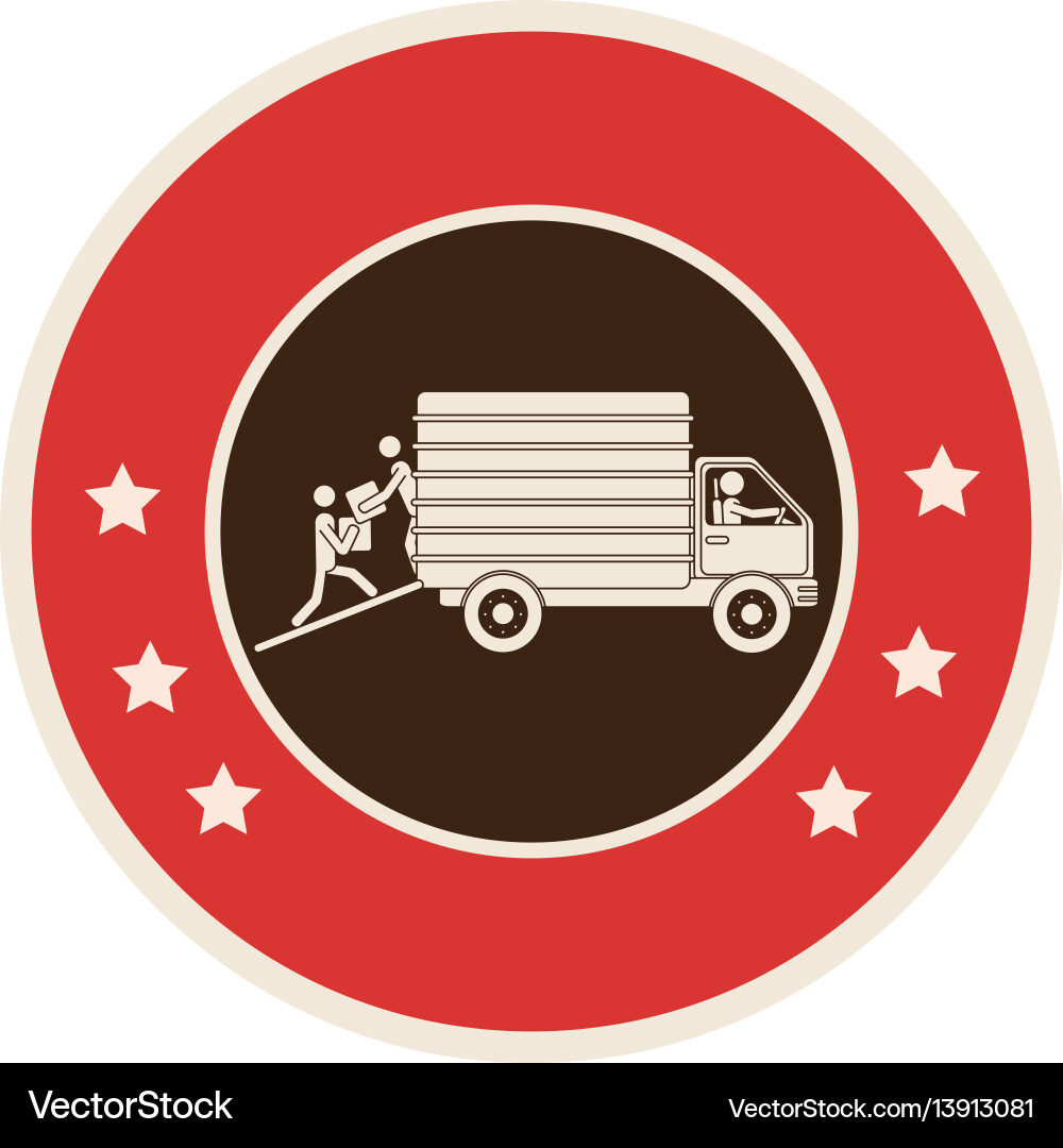 Circular frame of truck with wagon Circular frame of truck with wagon vector image