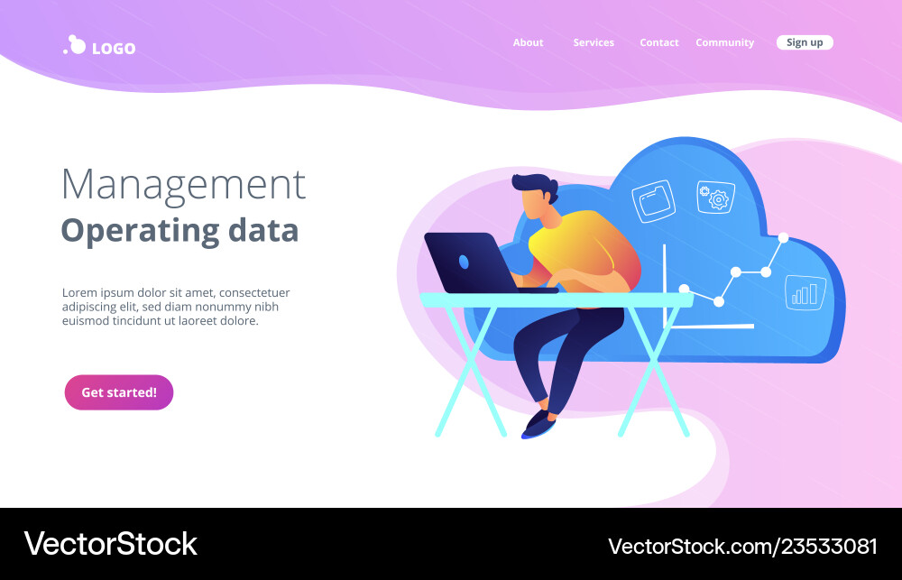 Cloud Management Konzept Landing Page Vektorbild