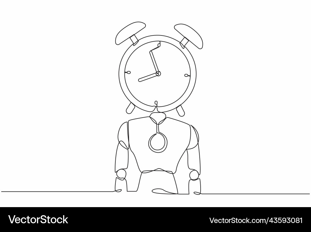 Continuous one line drawing robot with alarm Vector Image