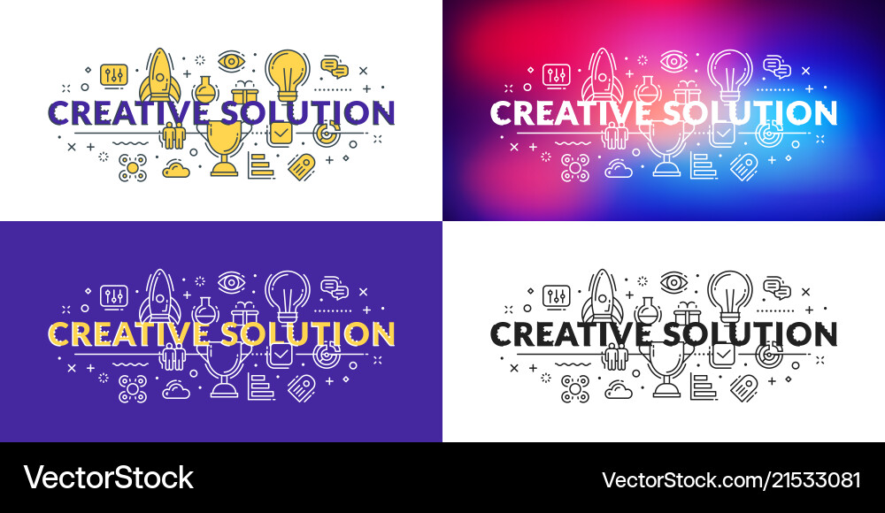 Creative solution flat line concept for web Vector Image