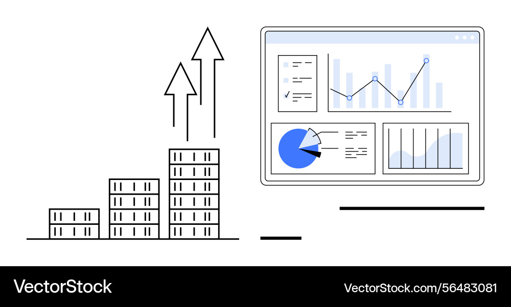 Data growth and analysis visualization with chart Vector Image