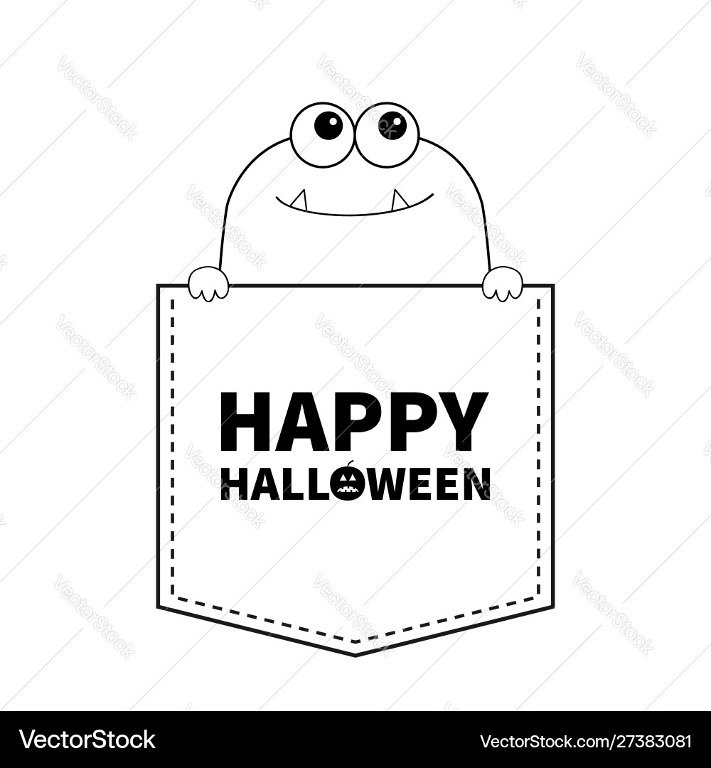Glückliche halloween schwarz linie kontur monster Glückliche halloween schwarz linie kontur monster vektorbild