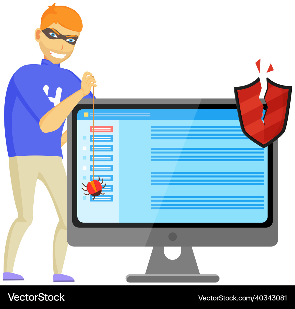 Hacker bricht in Computer Cyber-Angreifer versuchen Hacker bricht in Computer Cyber-Angreifer versuchen vektorbild