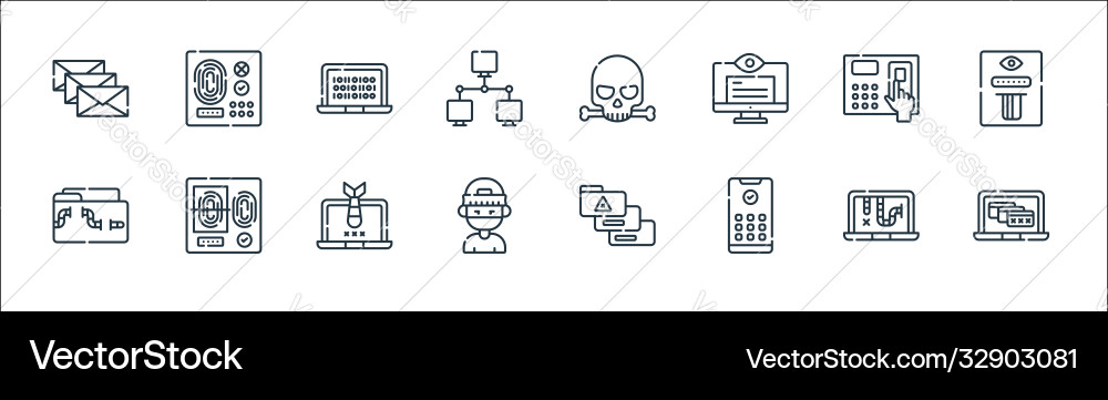 Hacker line icons linear set quality Hacker line icons linear set quality vector image