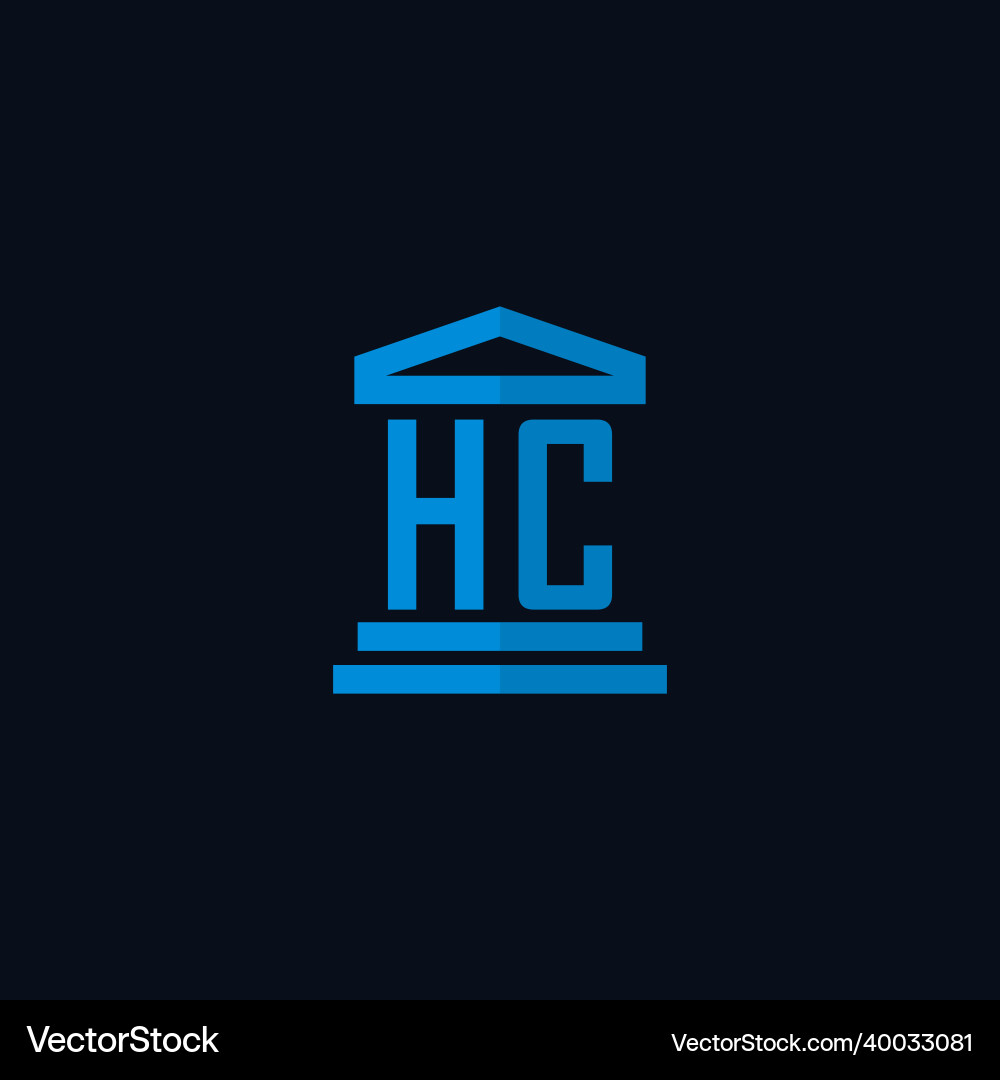 Hc initial logo monogram with simple courthouse vector image