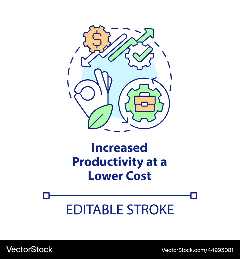 Increased productivity at lower cost concept icon Increased productivity at lower cost concept icon vector image