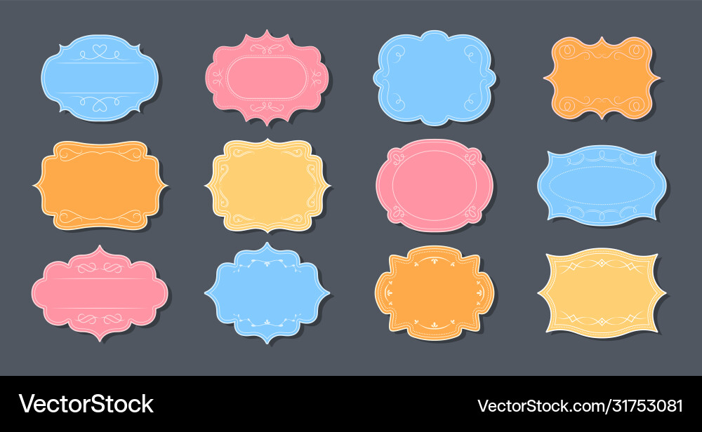 Label ornamental color frames set for text Label ornamental color frames set for text vector image