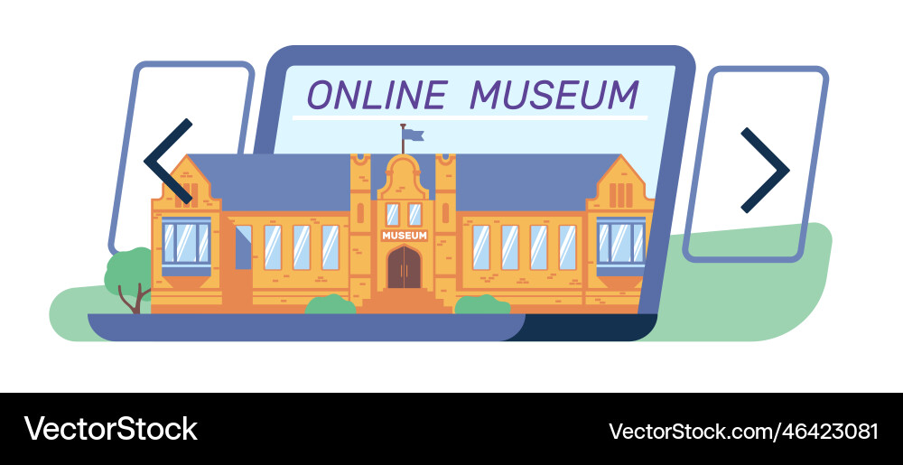 Online museum in modern laptop art and history Online museum in modern laptop art and history vector image