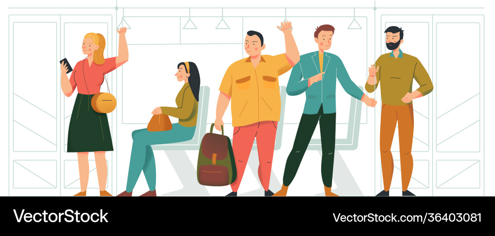 Passengers in bus composition Passengers in bus composition Vector Image
