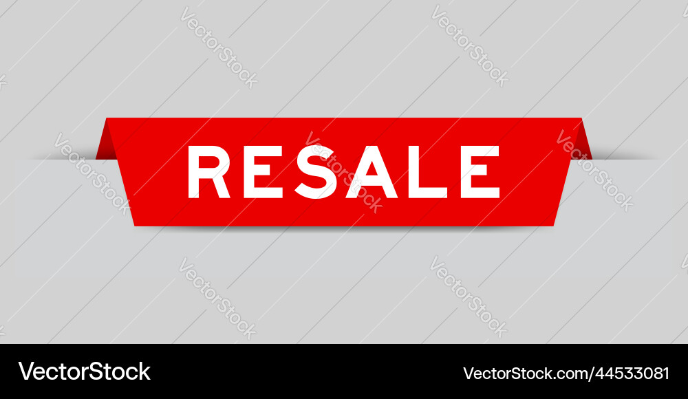 Red color inserted label with word resale on gray vector image