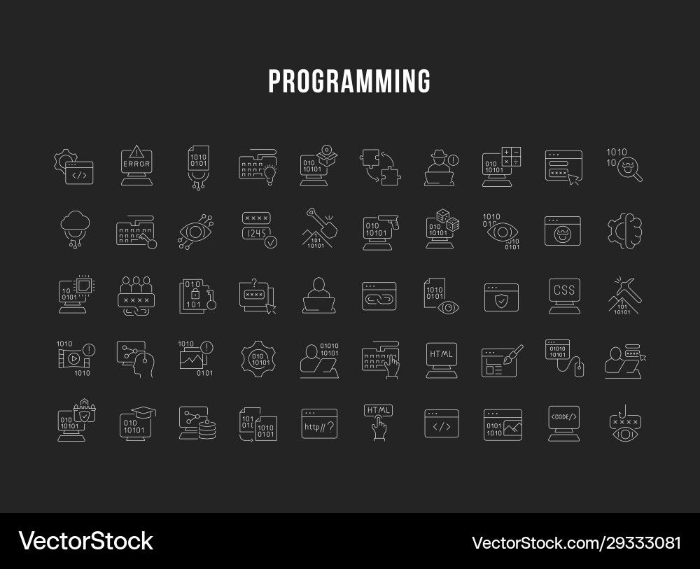 Set line icons programming Vector Image