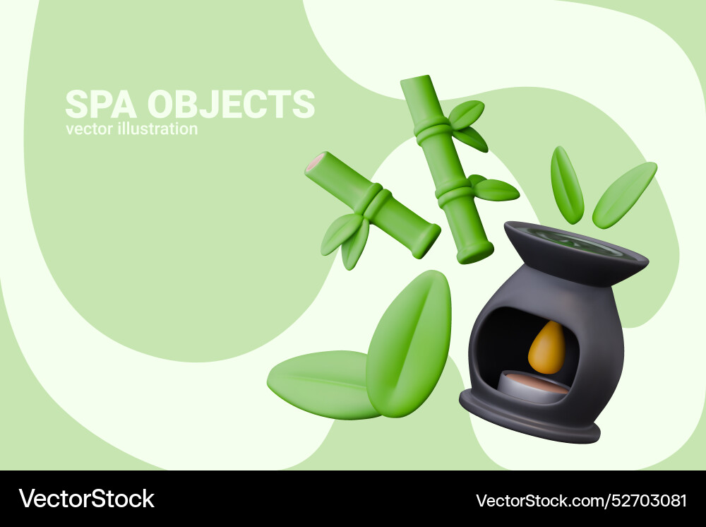 Set of spa objects in realistic style green Set of spa objects in realistic style green Vector Image