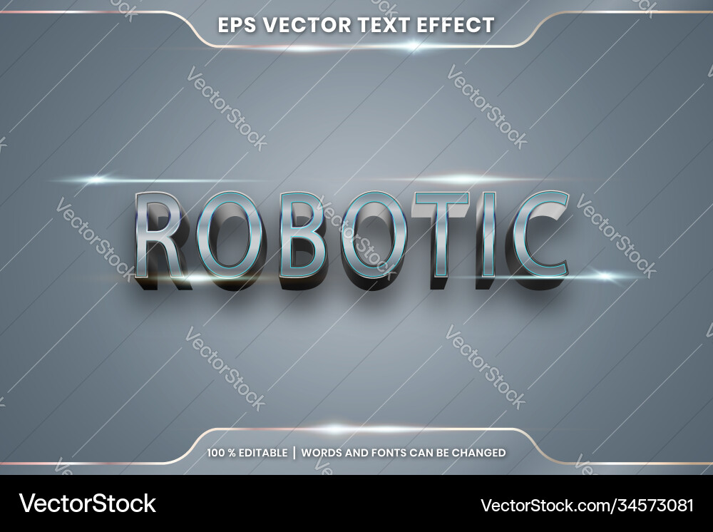 Text effect in 3d robotic words font styles theme vector image