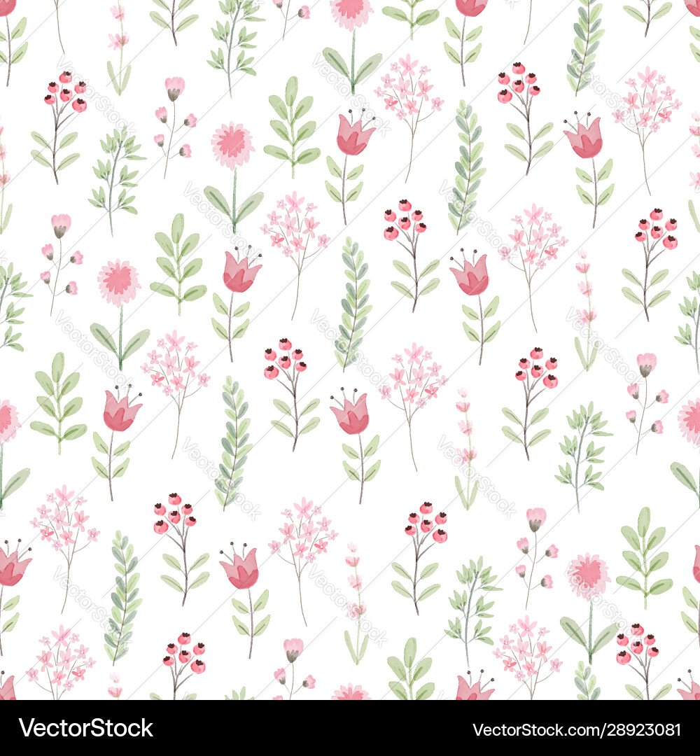 Watercolor Floral Spring Pattern Vector Image
