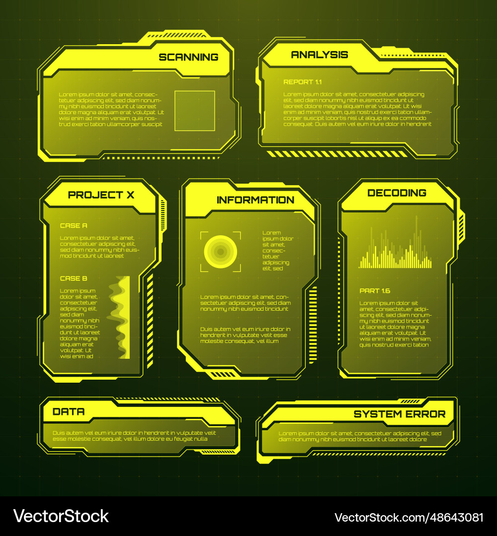 Yellow futuristic hud ui elements sci-fi user Vector Image