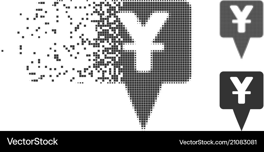 Yuan map Zeiger dissiped Pixel Halfton Symbol Yuan map Zeiger dissiped Pixel Halfton Symbol vektorbild