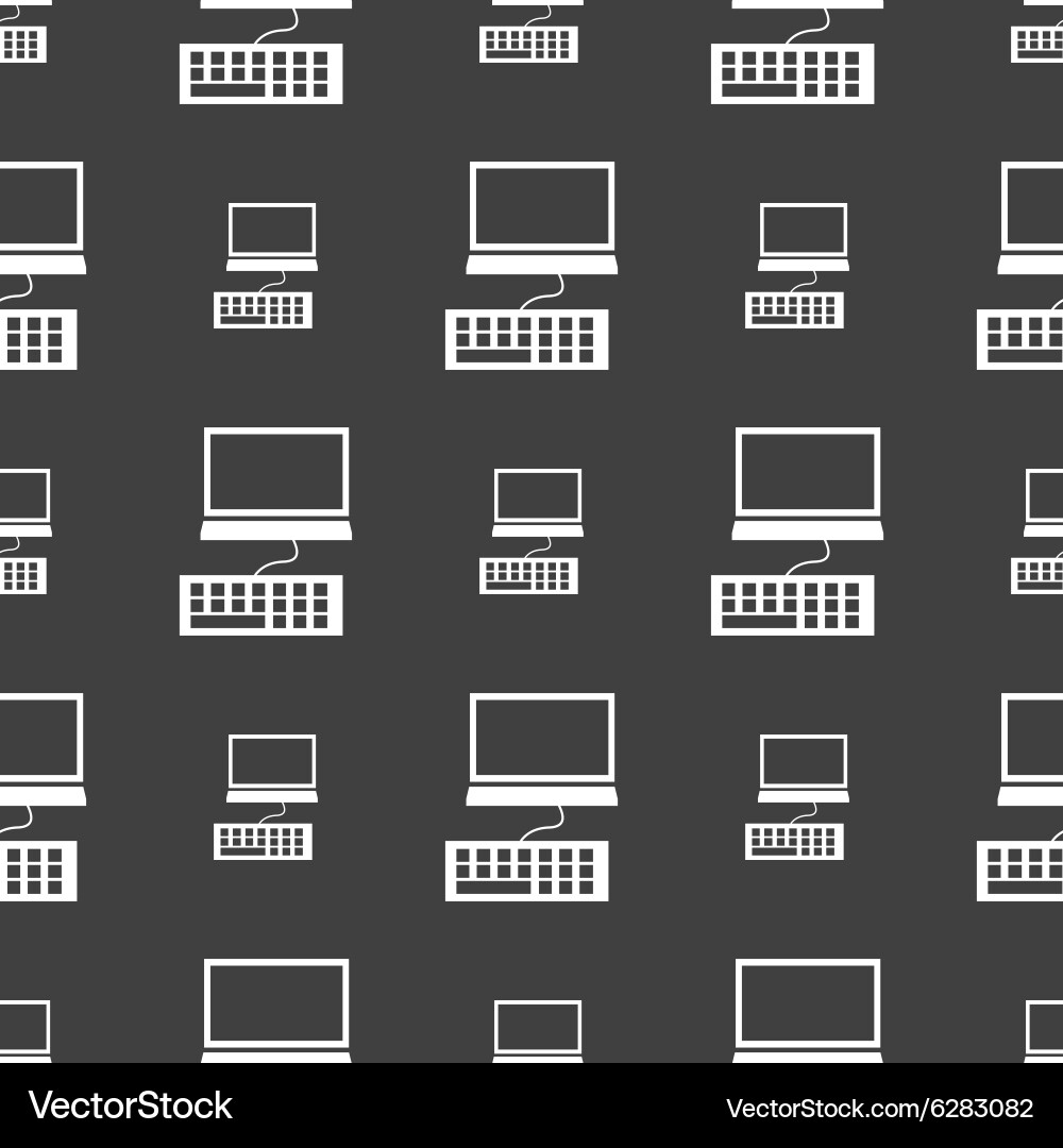 Computer monitor and keyboard icon seamless vector image