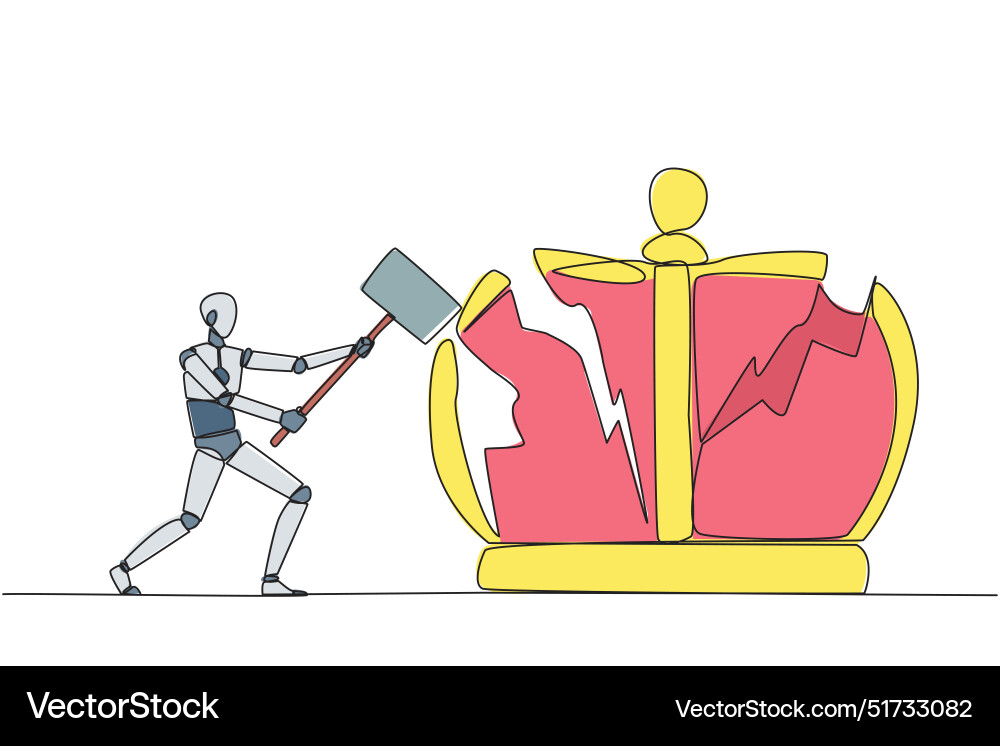 Continuous one line drawing smart robot preparing Continuous one line drawing smart robot preparing vector image