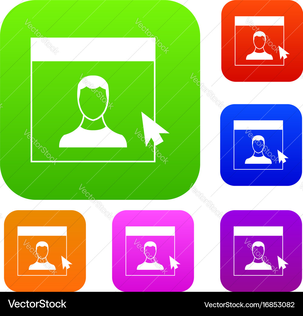 Cursor point man on monitor set collection vector image