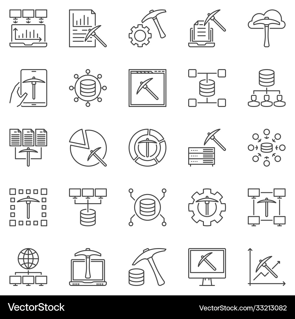 Data Mining Icon Set - Analysis & Insights vector image