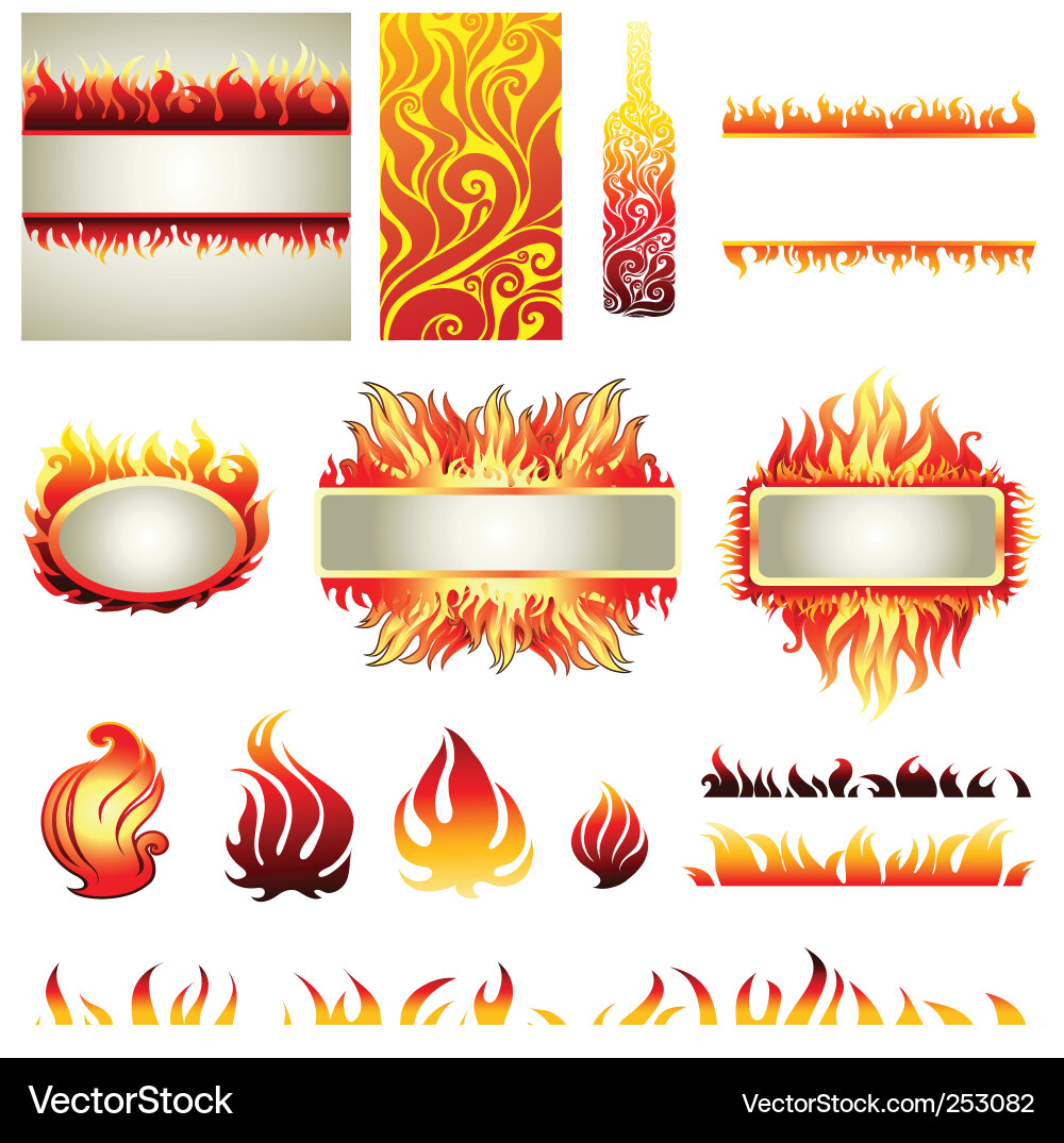 Fire Flame Elements Collection Royalty Free Vector Image