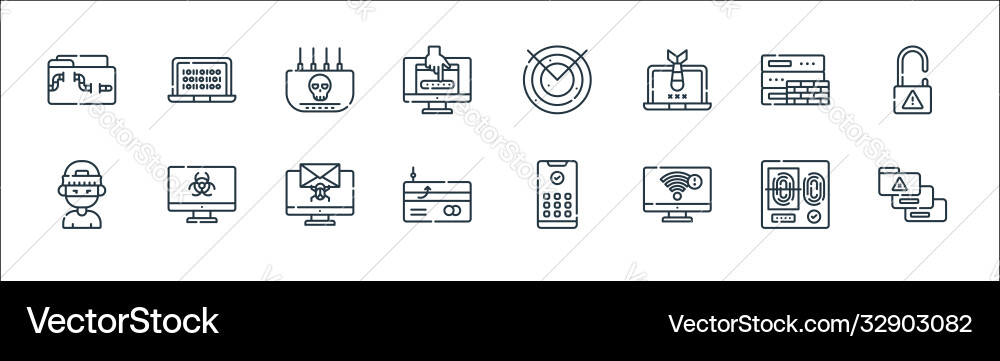 Hacker Linie Icons lineare Set Qualität Hacker Linie Icons lineare Set Qualität vektorbild