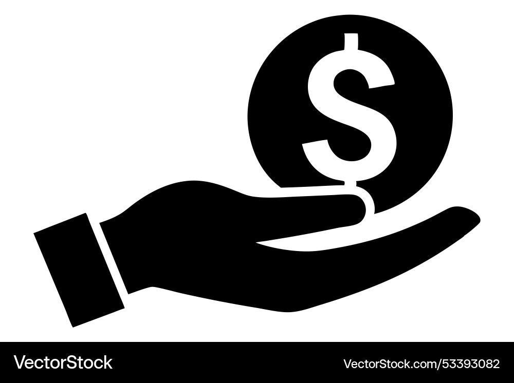 Hand holding a doller sign silhouette icon Vector Image