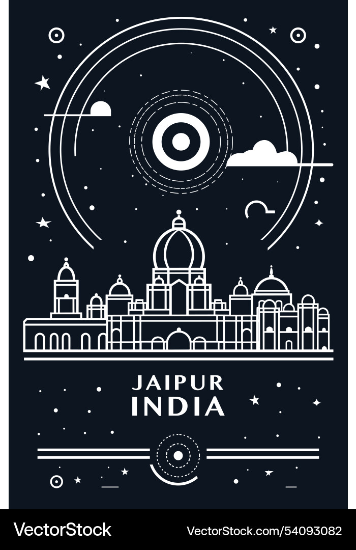 Jaipur Stadt Vintage Poster mit Abstrakt Jaipur Stadt Vintage Poster mit Abstrakt vektorbild
