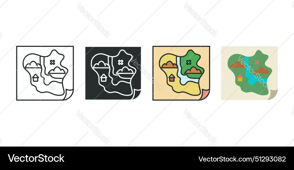 Quest map game treasure icon symbol isolated Quest map game treasure icon symbol isolated vector image