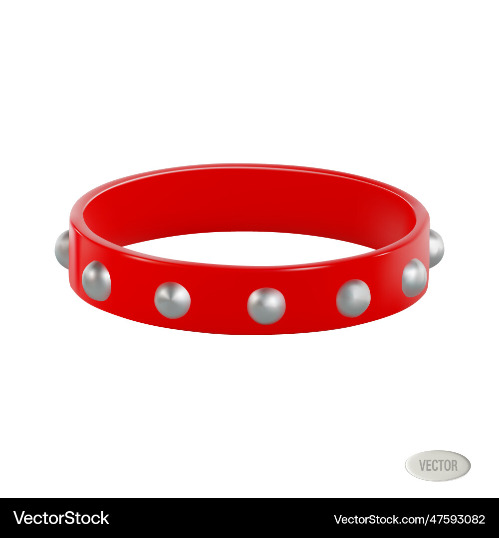 Rendering of a red collar with silver studs Vector Image
