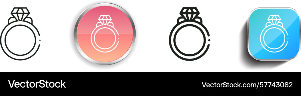 Ring icon thin linear regular and button style Ring icon thin linear regular and button style vector image