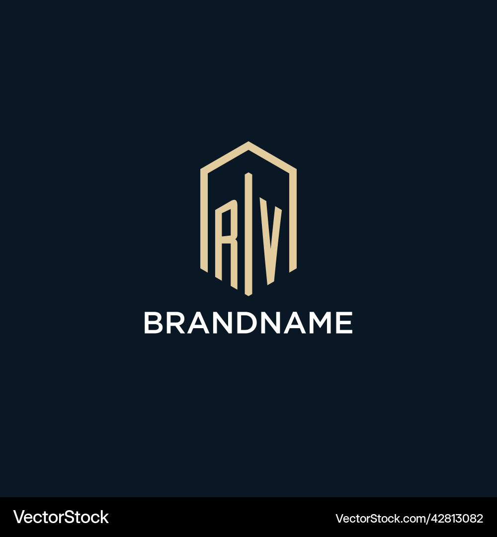 Rv Initial Monogramm Logo mit hexagonaler Form Rv Initial Monogramm Logo mit hexagonaler Form vektorbild