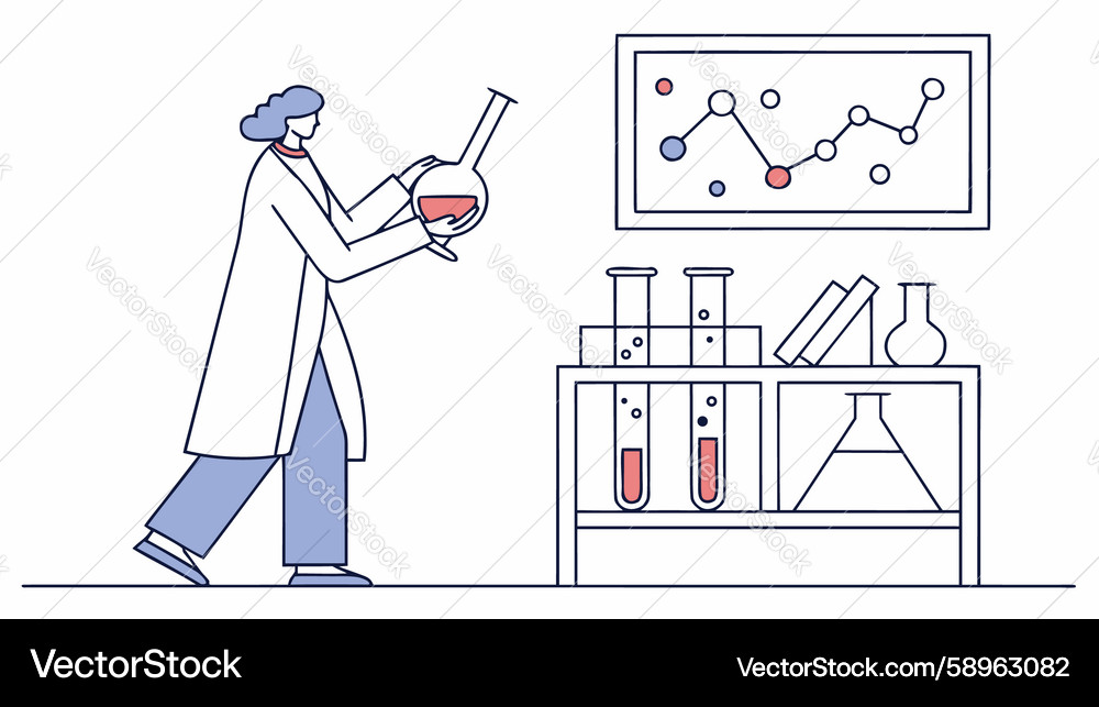 Scientist Presenting Data on Whiteboard Vector Image