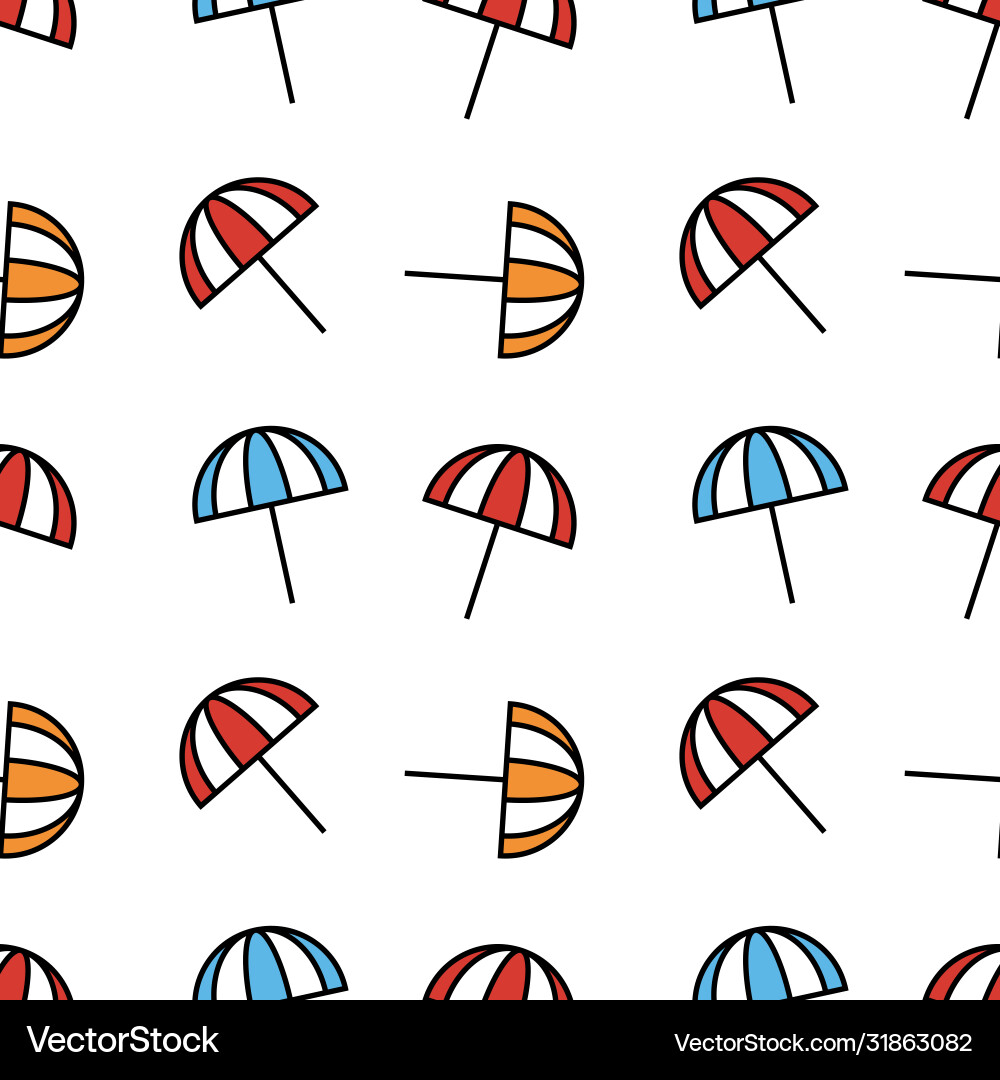 Seamless pattern design with beach umbrellas vector image
