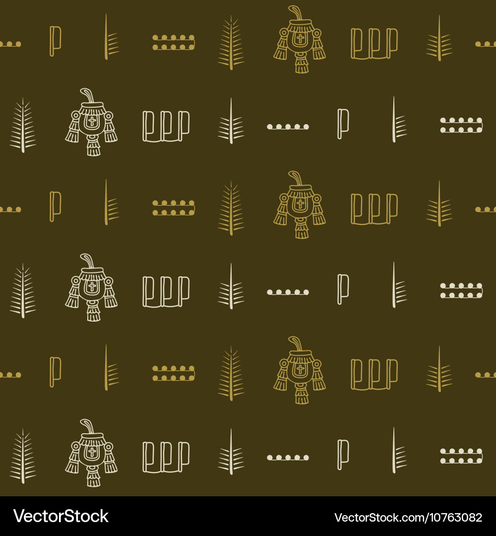 Seamless pattern with aztec number symbols vector image