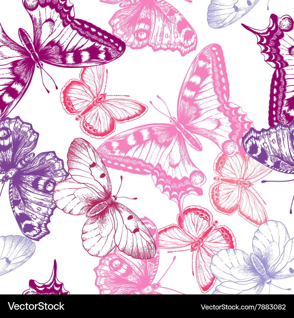 Seamless pattern with butterflies Royalty Free Vector Image