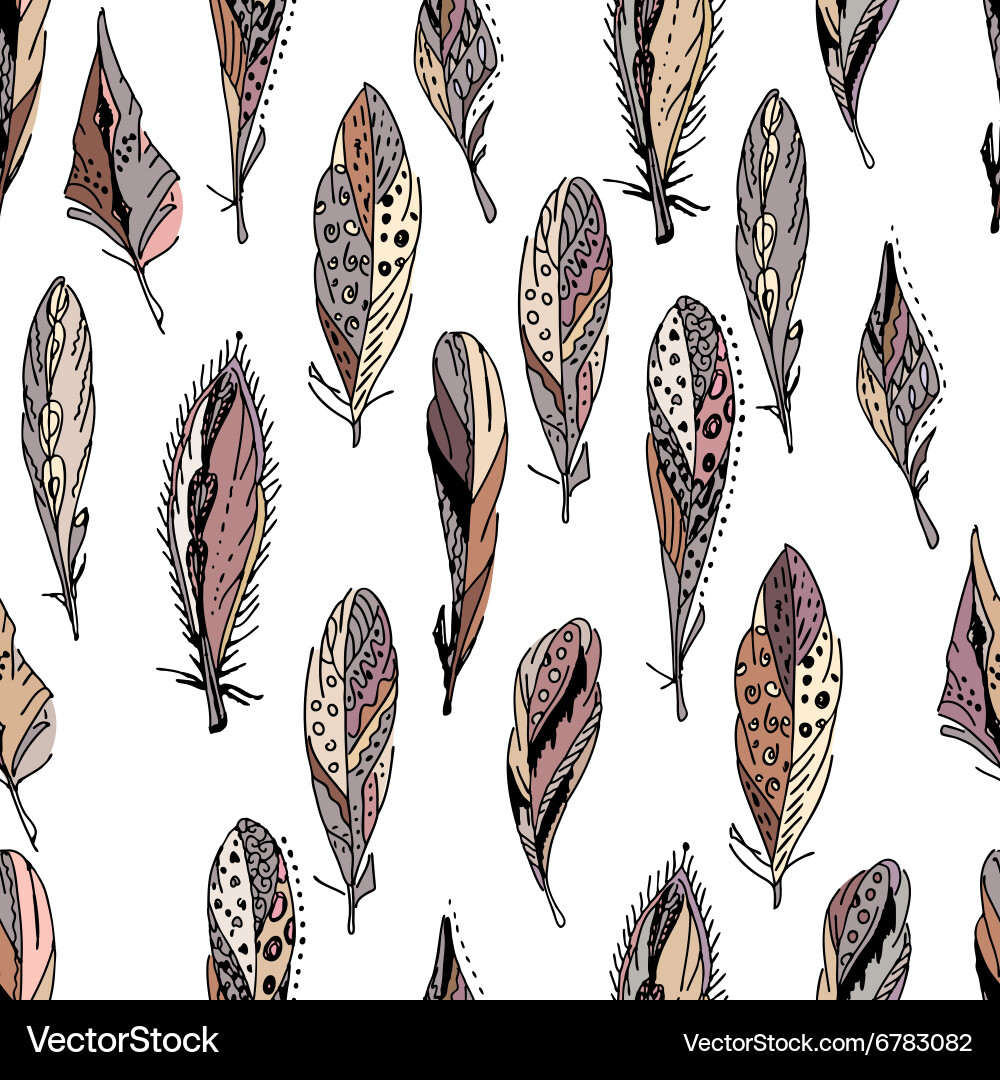 Seamless pattern with feathers endless texture Vector Image