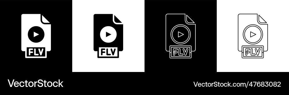 Set flv file document video format download Set flv file document video format download vector image