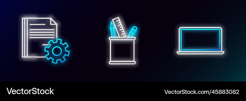Set line laptop document settings with gears Set line laptop document settings with gears vector image