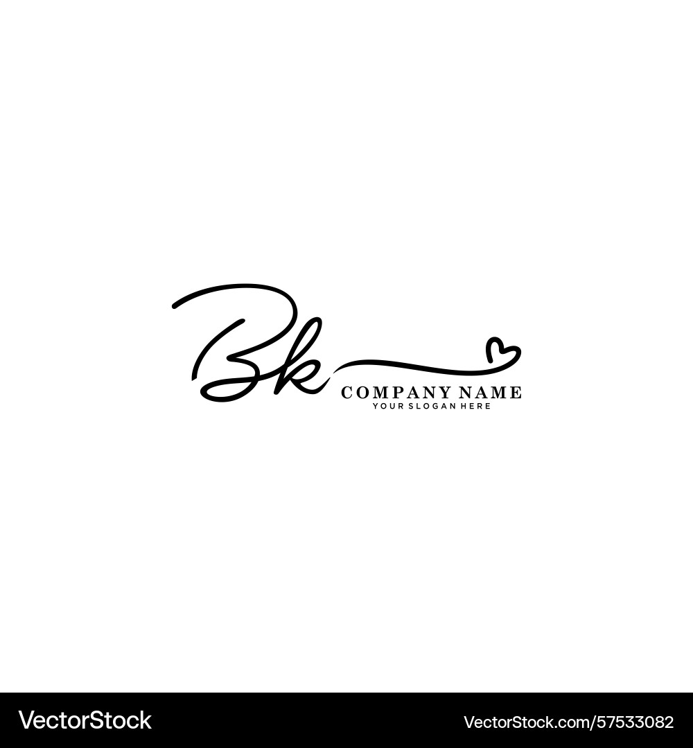 Signature style bk initial logos initials logo Vector Image