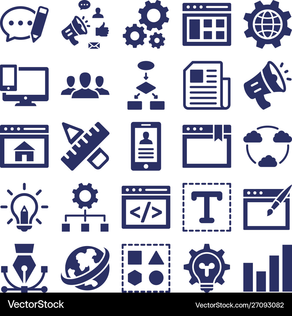Web optimization icons pack vector image