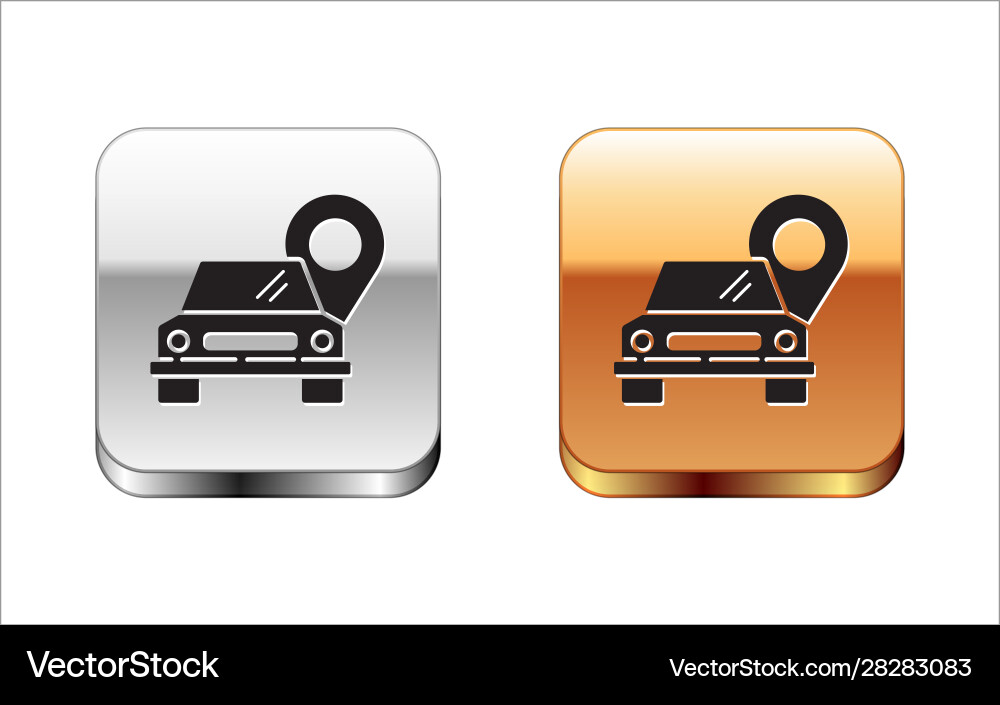 Black map pointer with taxi icon isolated on white Black map pointer with taxi icon isolated on white vector image