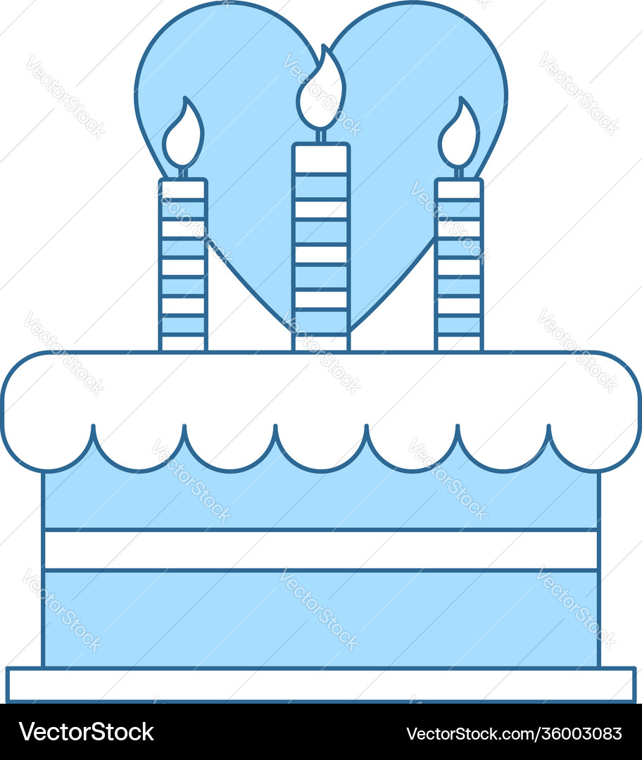 Cacke with candles and heart icon Cacke with candles and heart icon vector image