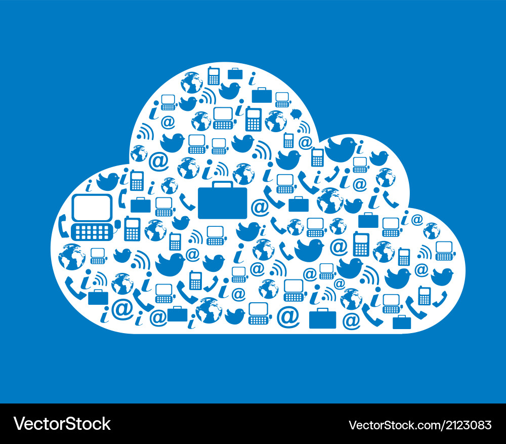 Cloud computing with icons over blue background vector image